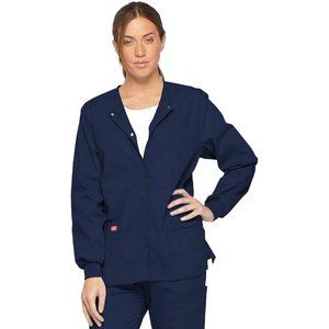 Dickies EDS Signature Women Warm Up Scrubs Jacket Snap Front 86306 Navy Large